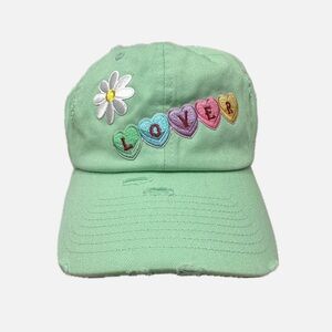 Taylor Swift Inspired Floral Cap - Mint Green Embroidered ‘Lover' Design